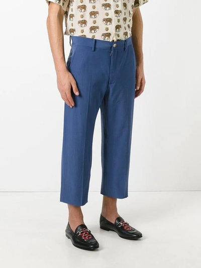 Shop Gucci Vintage Wool Trousers In Blue