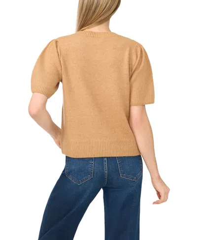 Cece Rosette Short Sleeve Sweater In Brown