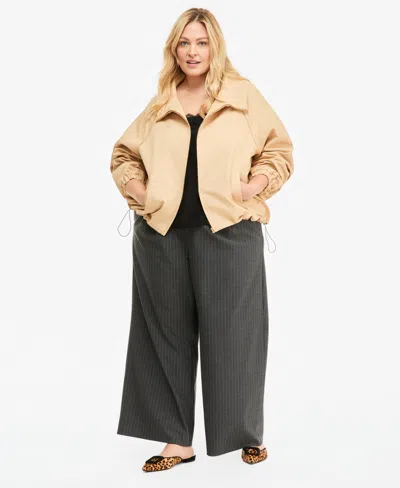 On 34th Trendy Plus Size Drawstring-hem Utility Jacket, Macy's Exclusive In Brown