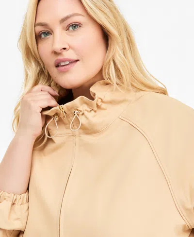 On 34th Trendy Plus Size Drawstring-hem Utility Jacket, Macy's Exclusive In Brown