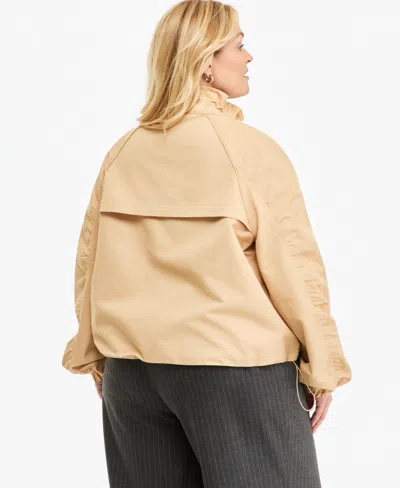 On 34th Trendy Plus Size Drawstring-hem Utility Jacket, Macy's Exclusive In Brown
