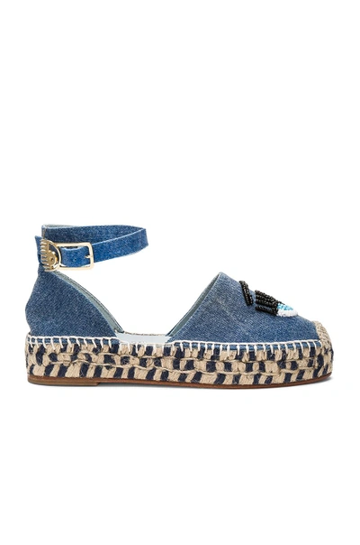 Shop Chiara Ferragni Ankle Tie Espadrille In Blue Jean