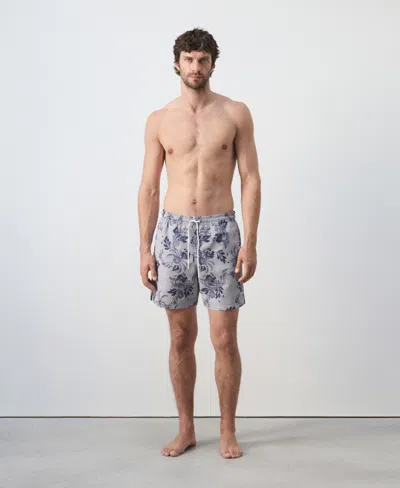 Mango Printed Swimsuit With Drawstring In Gray