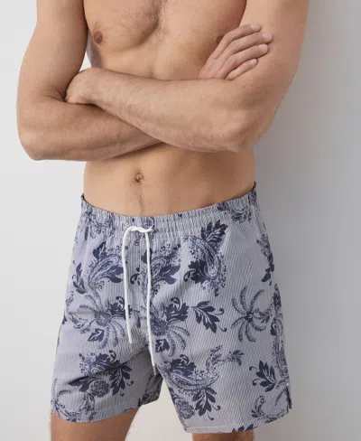 Mango Printed Swimsuit With Drawstring In Gray