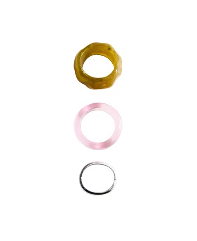 Mango Women's Irregular Design Bracelets Set In Silver