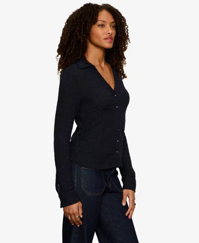 Sanctuary Juno Textured Button-up Top In Blue