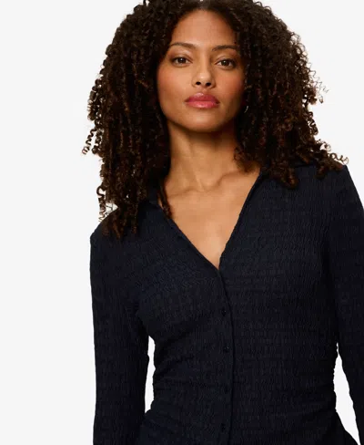 Sanctuary Juno Textured Button-up Top In Blue