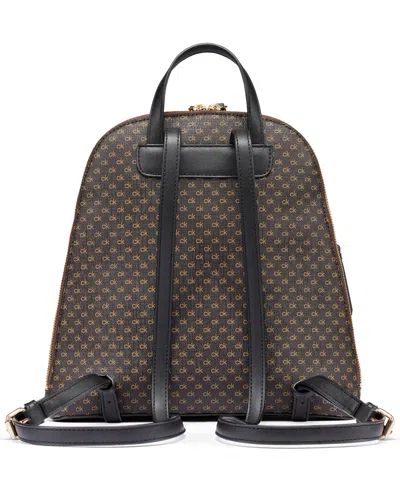 Calvin Klein Classic Sylvie Multi-pocket Backpack Messenger In Black,silver
