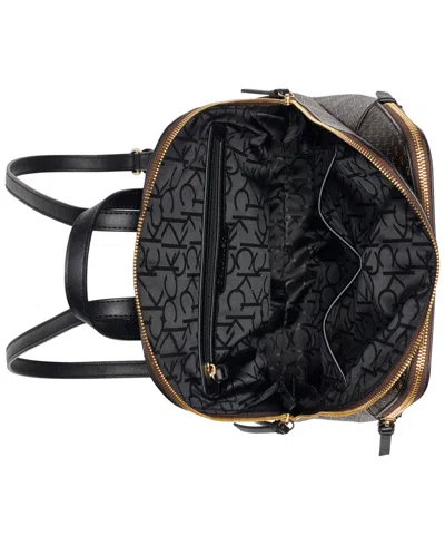 Calvin Klein Classic Sylvie Multi-pocket Backpack Messenger In Black,silver