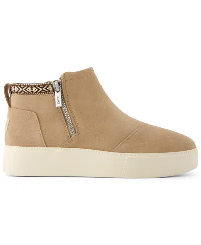 Toms Percy Platform Sneaker Boot In Water Resistant Mid Taupe Suede
