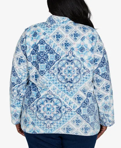 Alfred Dunner Plus Size Classic Soft Medallion Zip-front Jacket In Multi