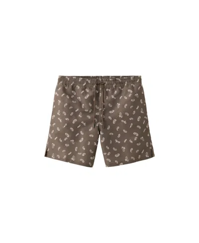 Mango Printed Swimsuit With Drawstring In Brown