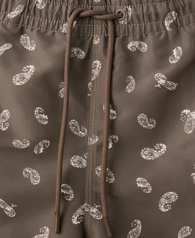 Mango Printed Swimsuit With Drawstring In Brown
