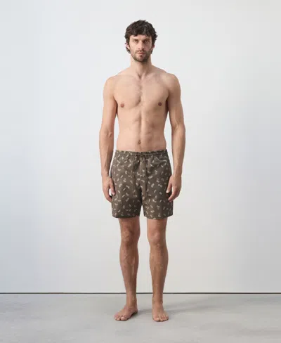 Mango Printed Swimsuit With Drawstring In Brown