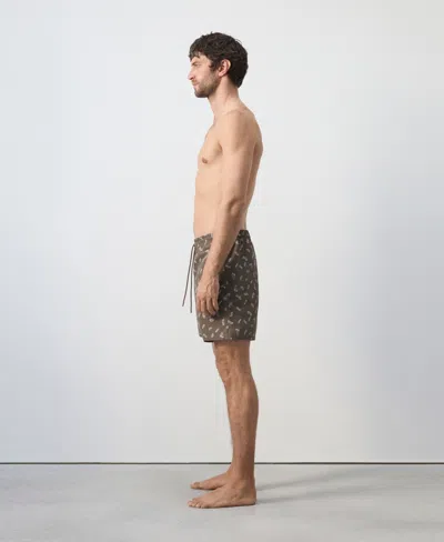Mango Printed Swimsuit With Drawstring In Brown