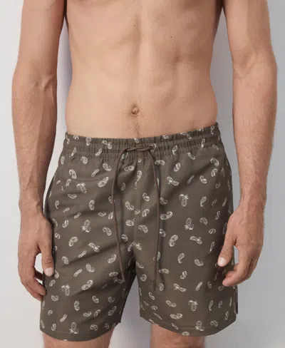 Mango Printed Swimsuit With Drawstring In Brown