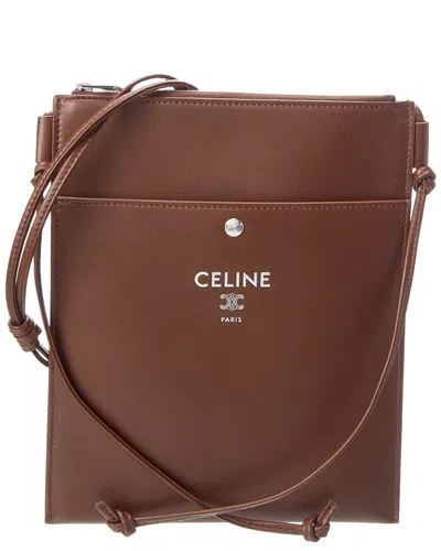 Celine Sharp Take Away Leather Pouch In Brown