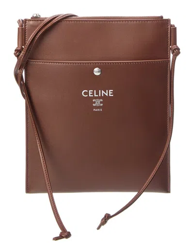 Celine Sharp Take Away Leather Pouch In Brown