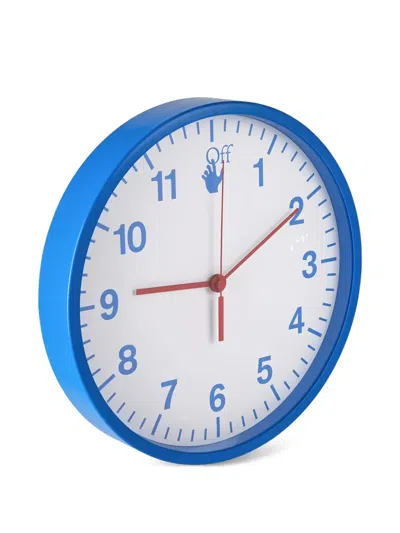 Off-white Hand Off Logo Quartz Wall Clock In Blue