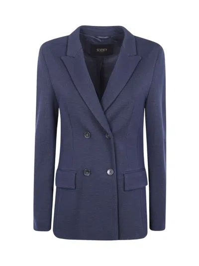 Seventy Venezia Double-breasted Tailored Wool Jacket In Blue