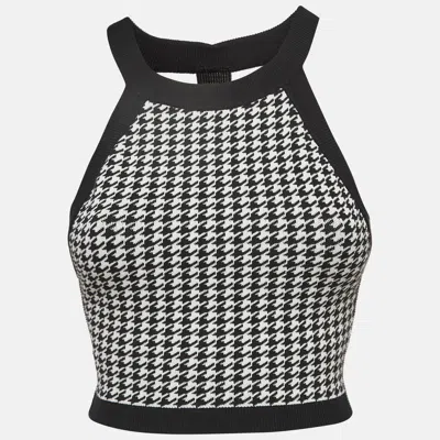 Nagnata Black Houndstooth Strap Back Crop Top In Multi