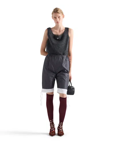 Prada Taffeta Bermudas In Grey