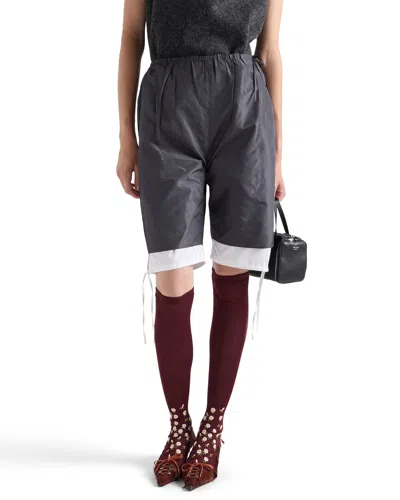 Prada Taffeta Bermudas In Grey