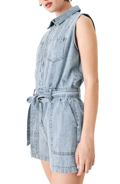Freemarket Zip Denim Romper In Blue