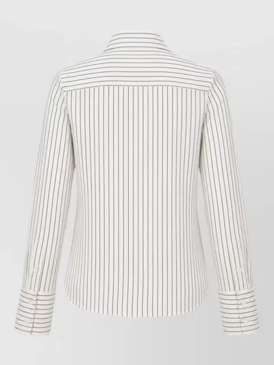 Co Tailored Classic Llar Striped Silk Blouse In Neutral