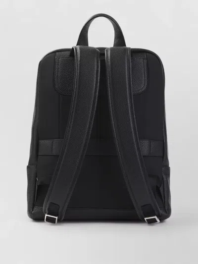 Brioni Embossed Logo Grained Leather Backpack In Pink