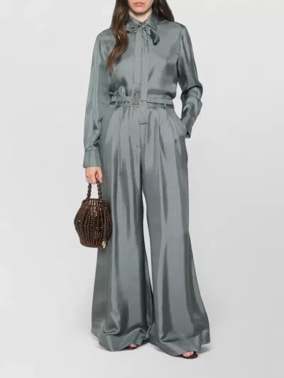 Zimmermann Silk Shirt Long Sleeves Pussy Bow Tassels In Blue