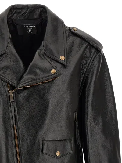 Balmain Men's Biker Jacket In Black