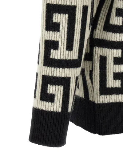 Balmain Monogram V Neck Mid Length Cardigan In Bicolor