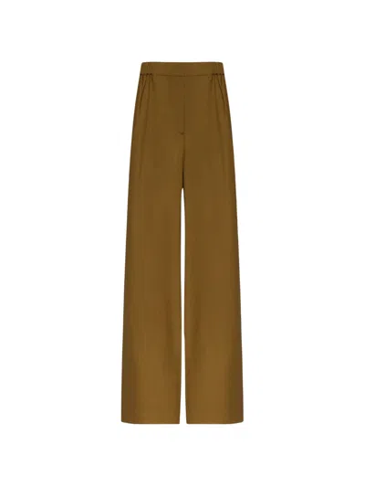 Max Mara Wide-leg Pull-on Trousers In Kaki