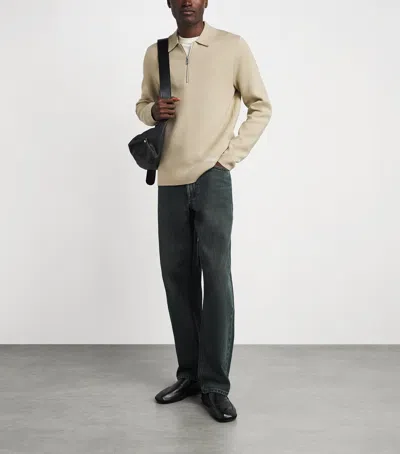 Samsoe & Samsoe Samsøe Samsøe Zip-up Samatt Polo Sweater In Beige