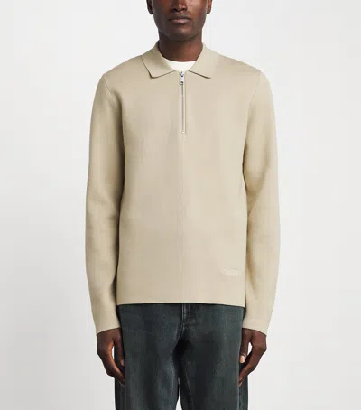 Samsoe & Samsoe Samsøe Samsøe Zip-up Samatt Polo Sweater In Beige