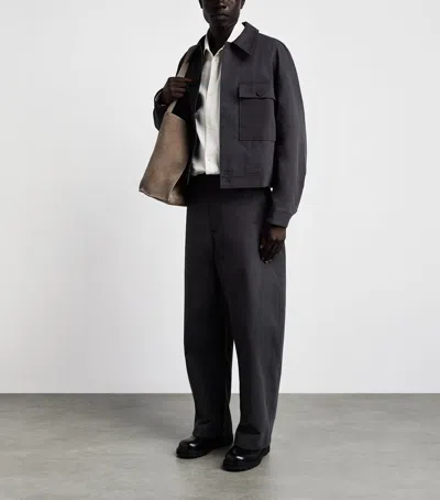 Studio Nicholson Cotton Concealed Placket Overshirt In Gray