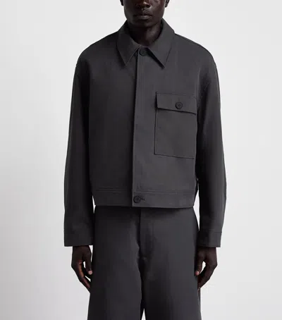 Studio Nicholson Cotton Concealed Placket Overshirt In Gray