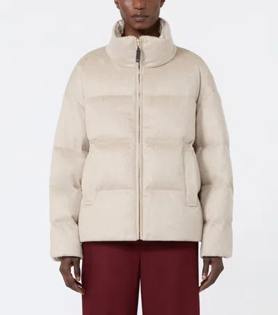 Max Mara Reversible Cashmere Down Jacket In Nude