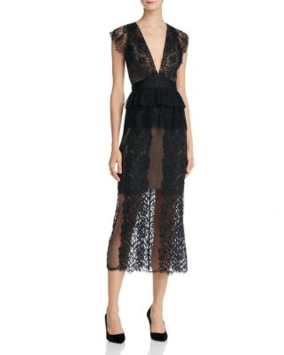 Three Floor Lace Affair Dress In Black