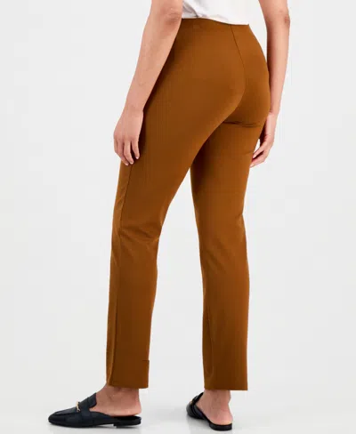 Jm Collection Petite Pull-on Ponte-knit Pants, Created For Macy's In Brown