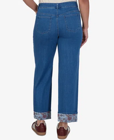 Ruby Rd. Plus Size Floral Cuff Stretch Ankle Jean In Blue