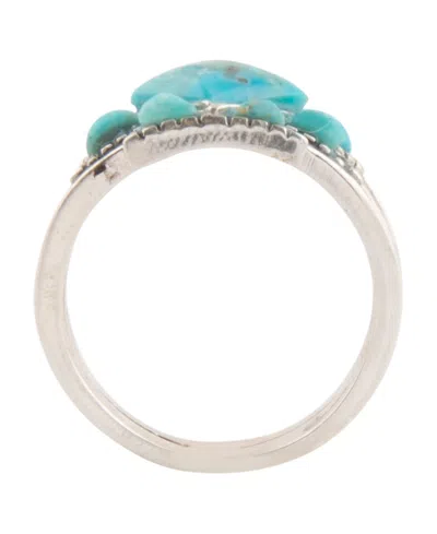 Barse Sharp Blue Turquoise And Silver Ring In Green
