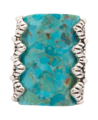Barse Blue Turquoise Silver Slice Statement Ring In Blue