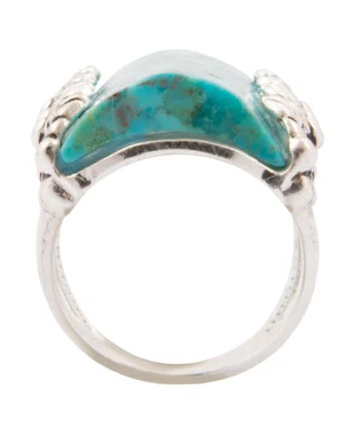Barse Blue Turquoise Silver Slice Statement Ring In Blue
