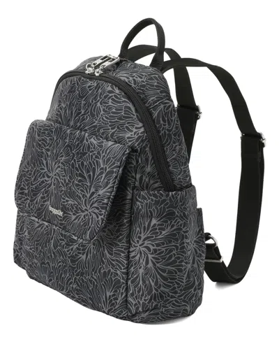 Baggallini Journey Anti-theft Small Backpack Messenger In Midnight Blossom Print