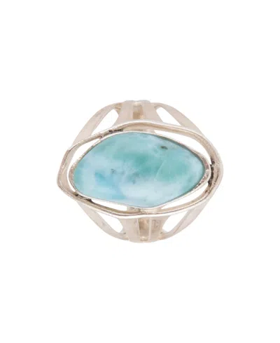 Barse Abstract Blue Larimar And Silver Statement Ring In Blue