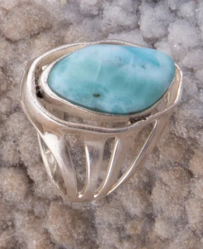 Barse Abstract Blue Larimar And Silver Statement Ring In Blue