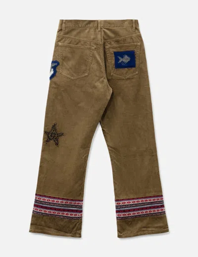 Khoki Patched-desgin Pants In Brown