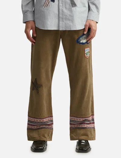 Khoki Patched-desgin Pants In Brown